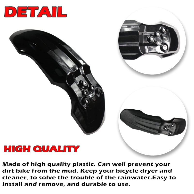 New Olym Plastic Front Wheel Mud Guard Fender CRF50 Style 129CC Pit PRO Trail Dirt Bike-Black - Image 2